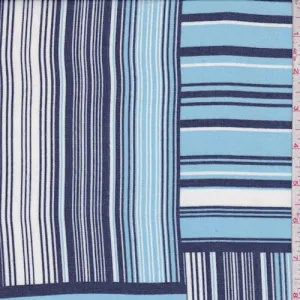 Navy/Blue/White Stripe Block Chiffon Fabric