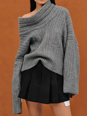 Oversized High Roll Knit Pullover