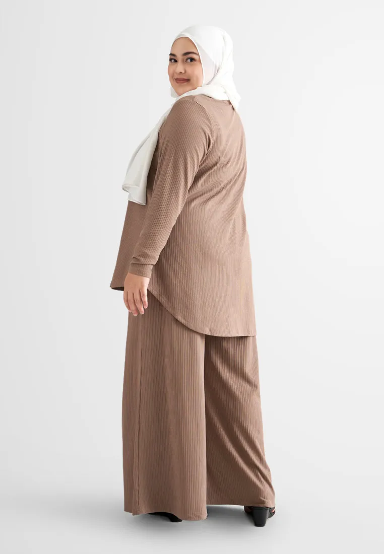 Paree Relax Ribbed Quarantine Flare Pants - Coco Brown