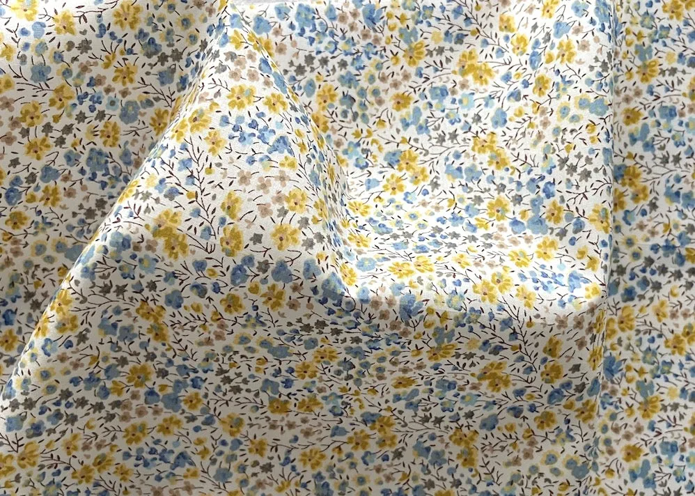 Phoebe Goldenrod & Sky Blue Liberty of London Tana Cotton Lawn (Made in Italy)