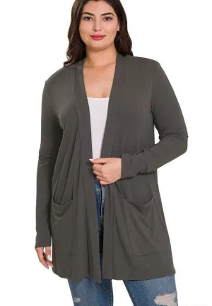 Plus Slouchy Pocket Open Cardigan