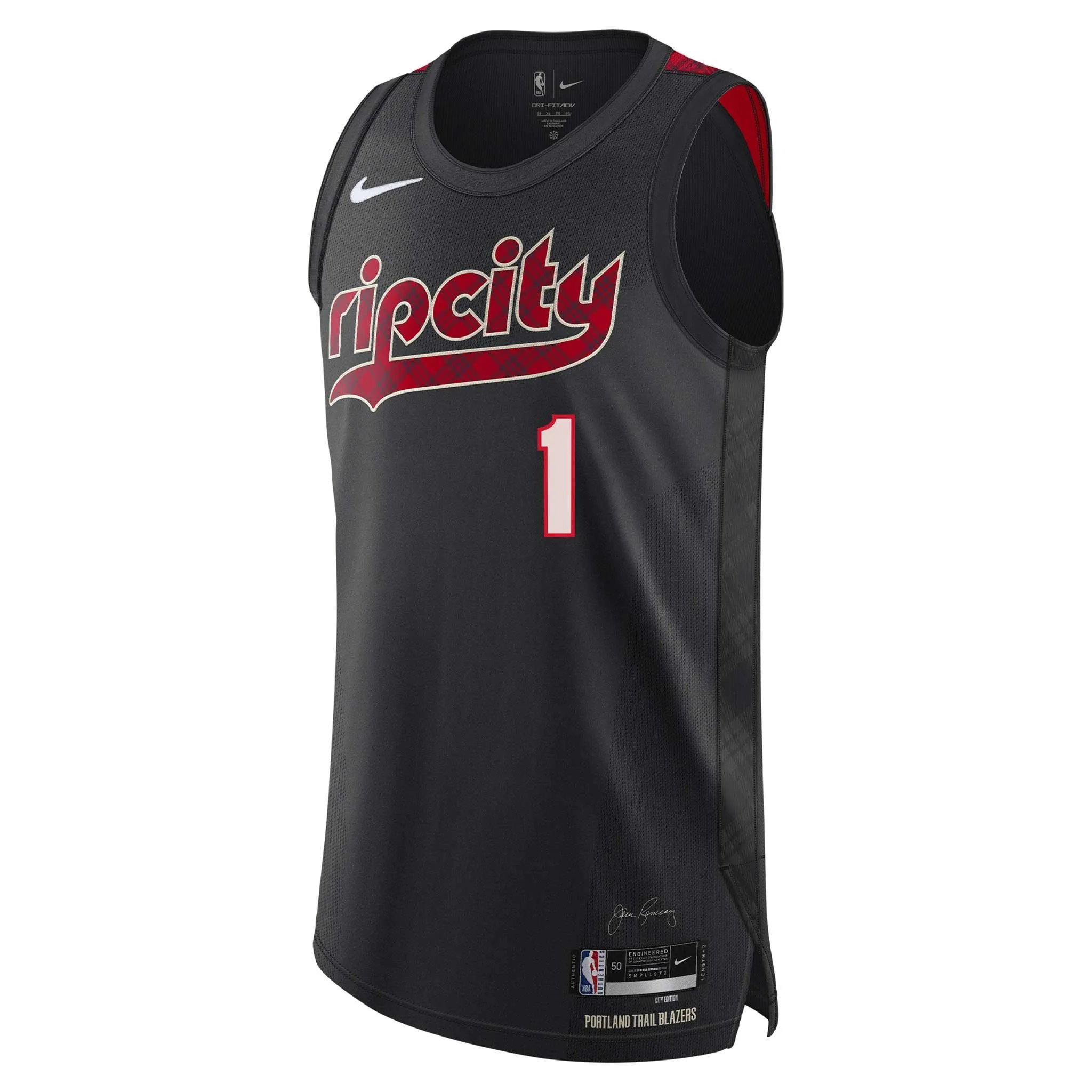 Portland Trail Blazers Nike Simons City Edition 23-24 Retro Plaid Swingman Jersey