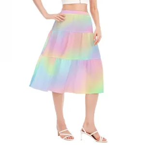 Rainbow Skirt, Ombre Skirt, 70s inspired skirt, Three Tier Skirt, Rainbow Flounce Skirt, Aline Skirt, Ombre Midi Skirt, Chiffon Skirt,Hippie