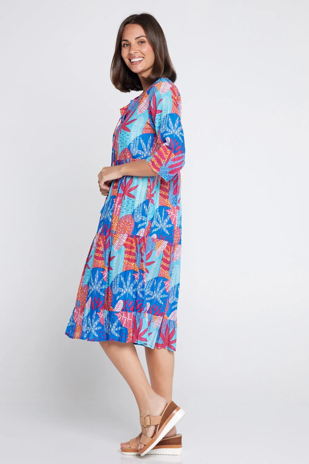 Rebecca Tie Neck Dress - Verdura Print