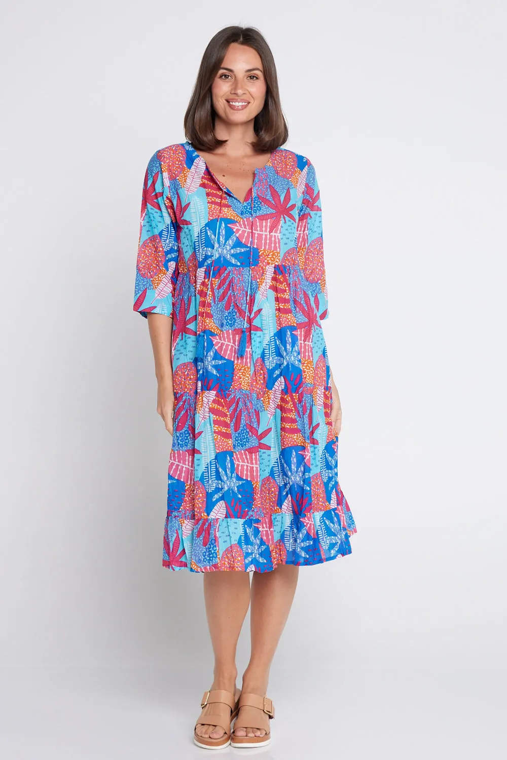 Rebecca Tie Neck Dress - Verdura Print