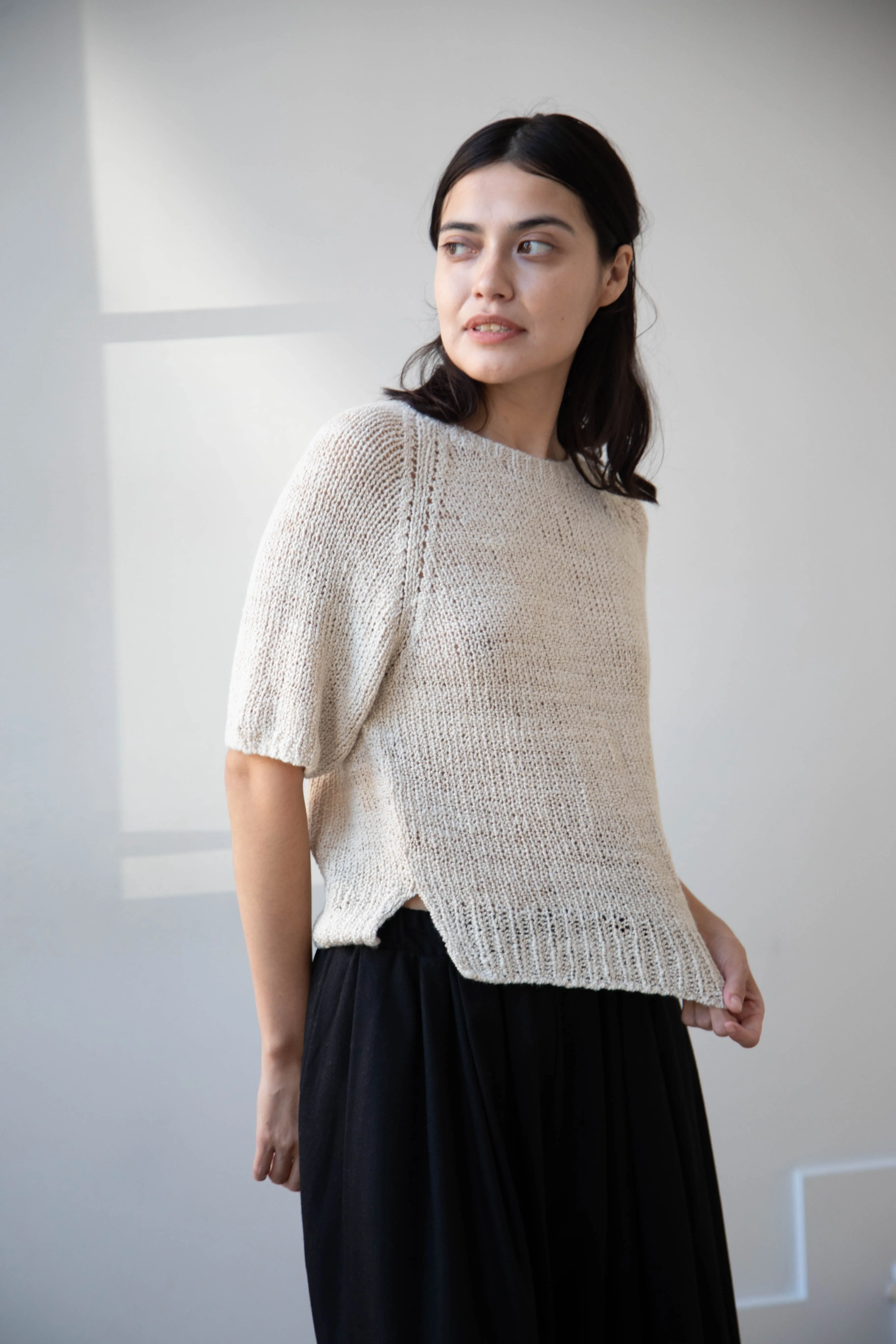 Runaway Bicycle | Ursa Short Sleeve Sweater in Alabaster