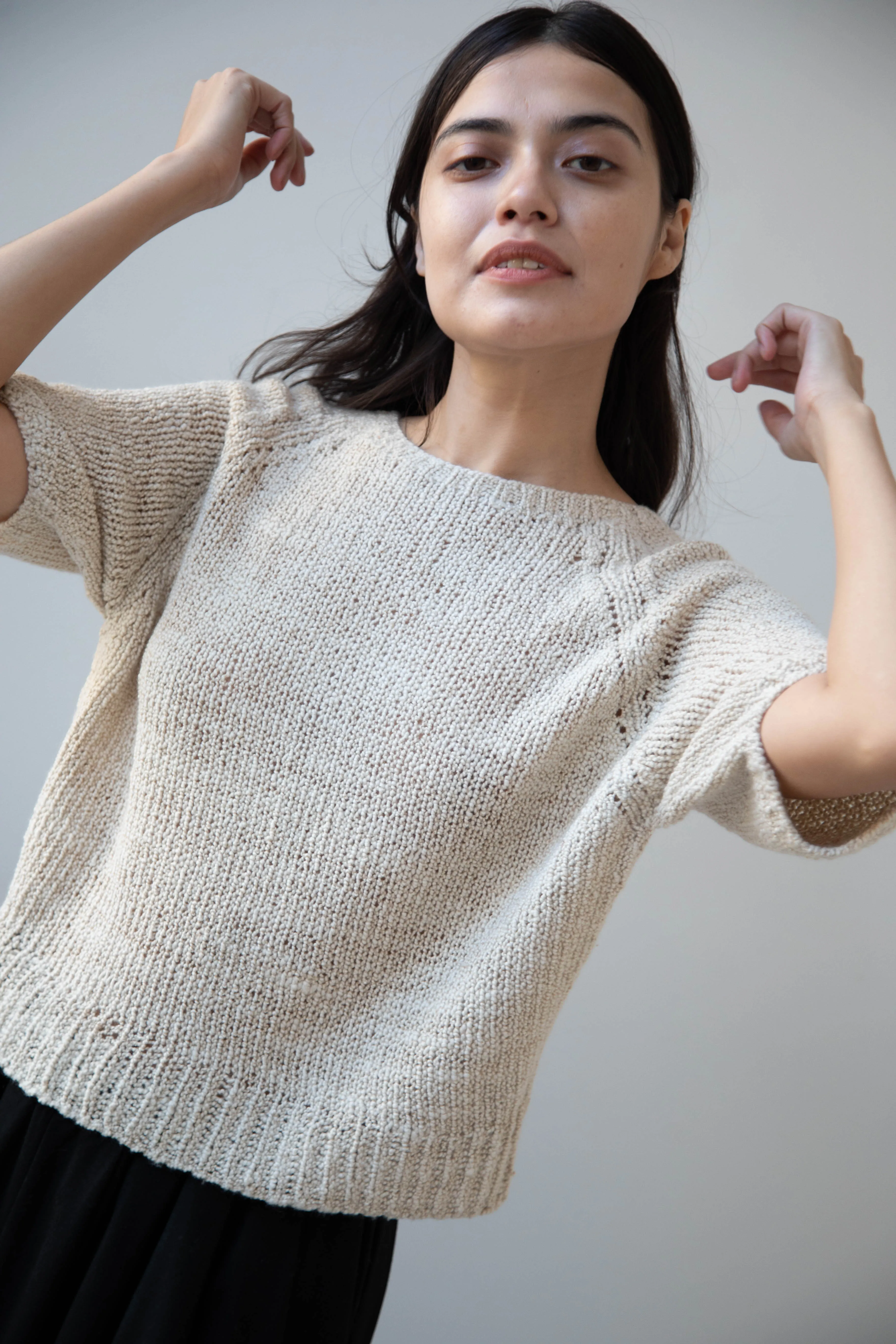 Runaway Bicycle | Ursa Short Sleeve Sweater in Alabaster