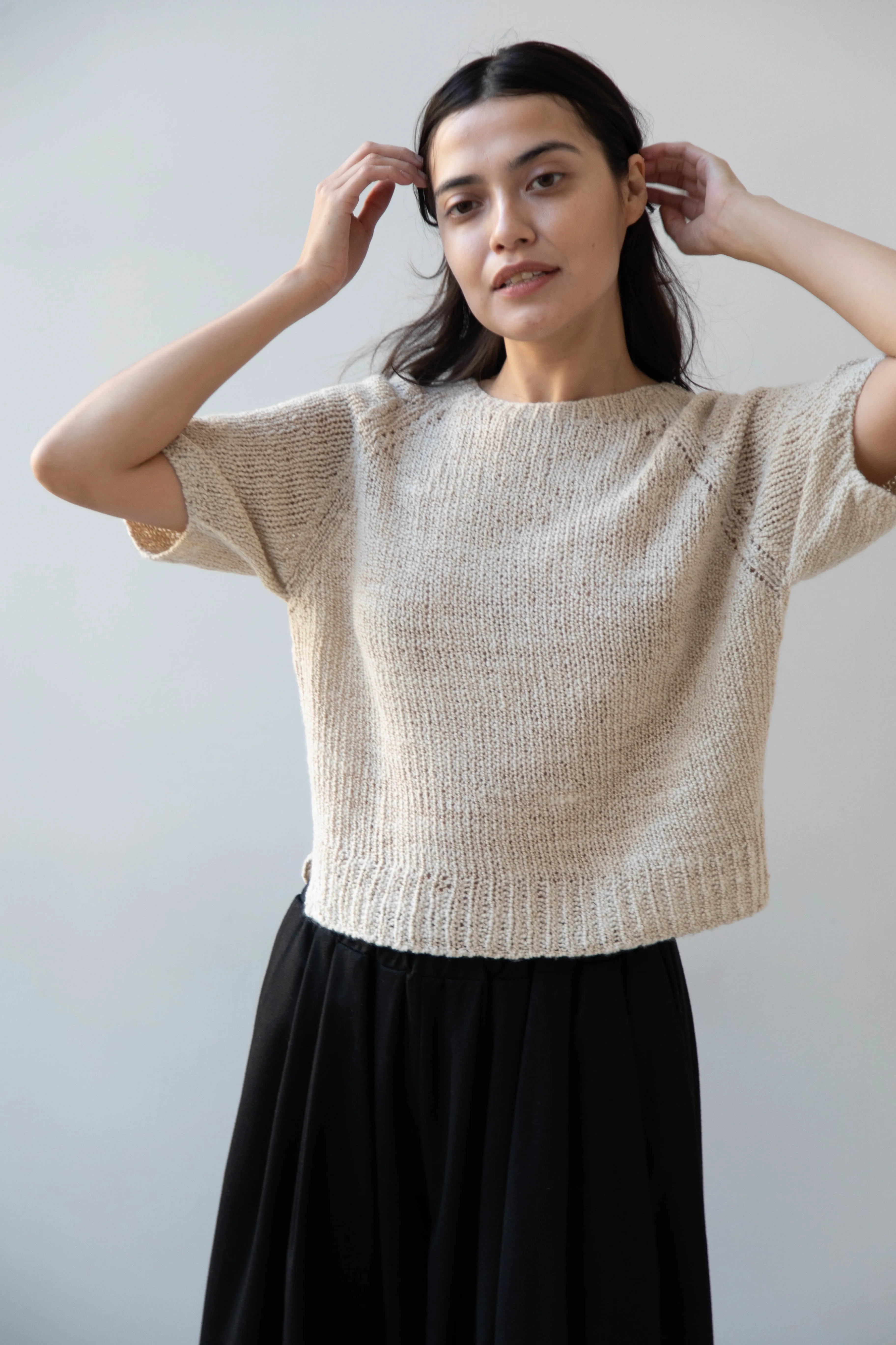 Runaway Bicycle | Ursa Short Sleeve Sweater in Alabaster