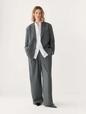 The Pinstripe Blazer in Cool Grey