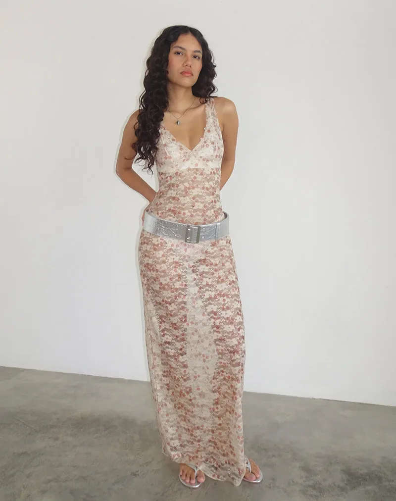 Valtheni Maxi Dress in Chic Petal Pink Lace