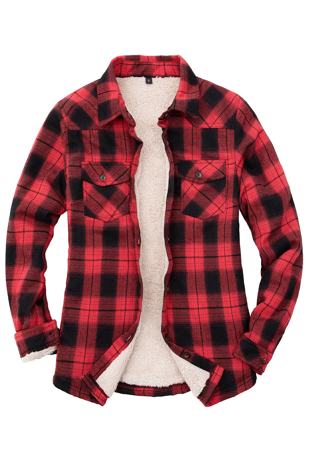 Women's Flannel Shirt Jacket,Sherpa-Lined Plaid