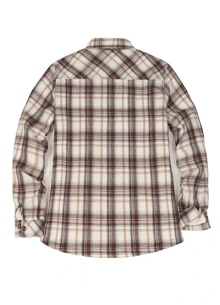 Women's Flannel Shirt Jacket,Sherpa-Lined Plaid