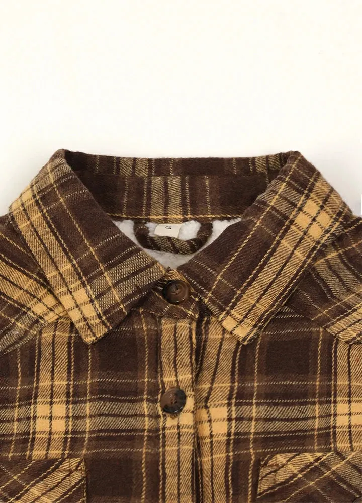 Women's Flannel Shirt Jacket,Sherpa-Lined Plaid