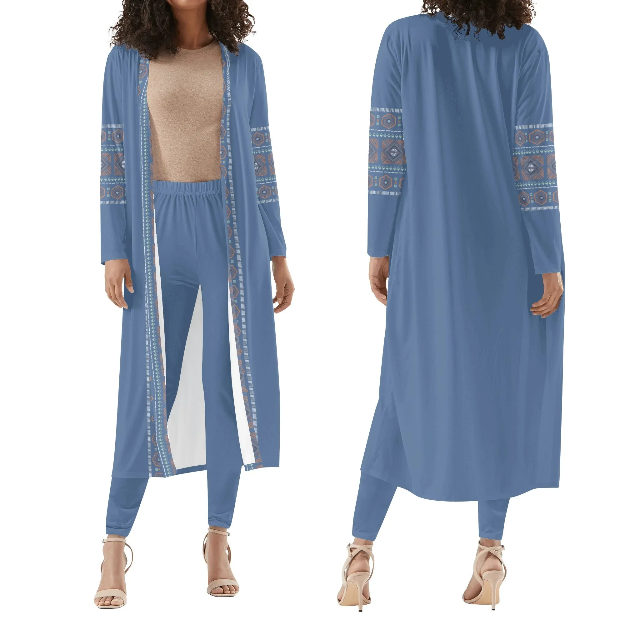 Womens Long Sleeve Cardigan and Leggings Sets - UCLA Blue