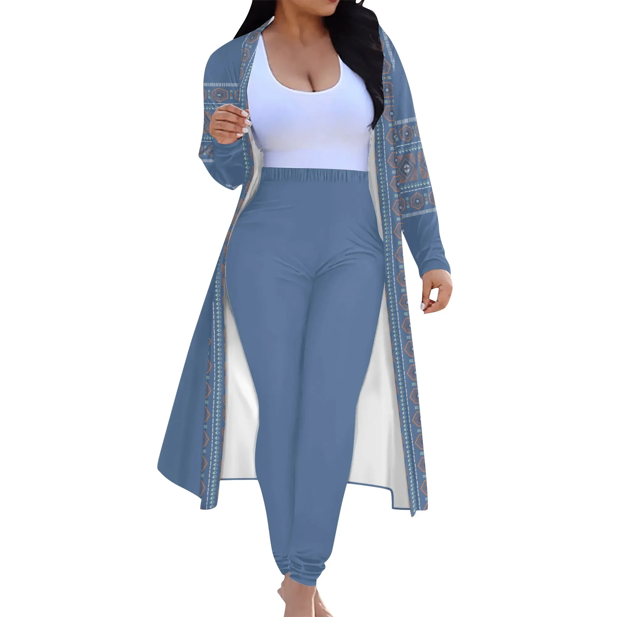 Womens Long Sleeve Cardigan and Leggings Sets - UCLA Blue