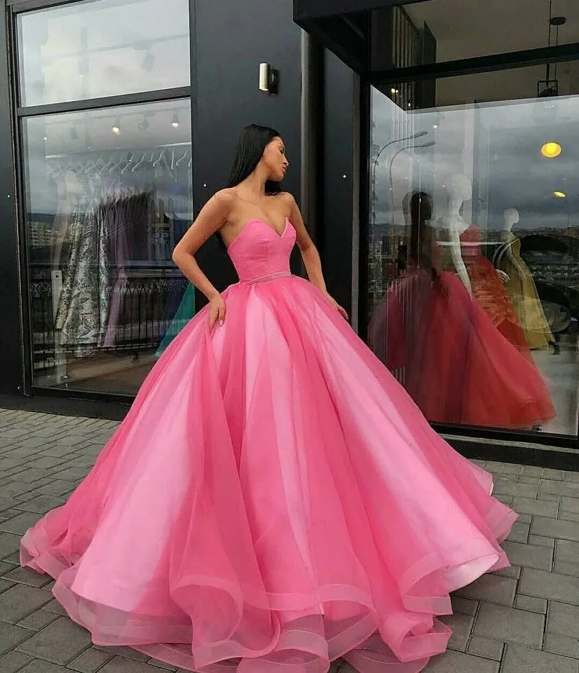 Yellow Gold Organza Ball Gowns Prom Dresses V-neck Corset Quinceanera Dresses